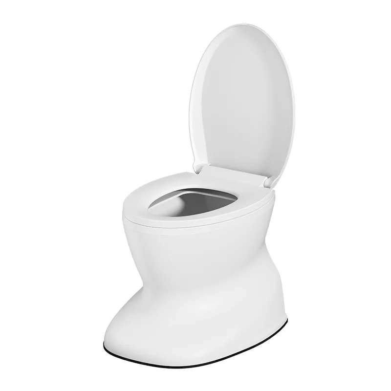 Portable Plastic Adult Commode Toilet Seat for Elderly Squat to Sit Movable Bathroom Chair with Lid
