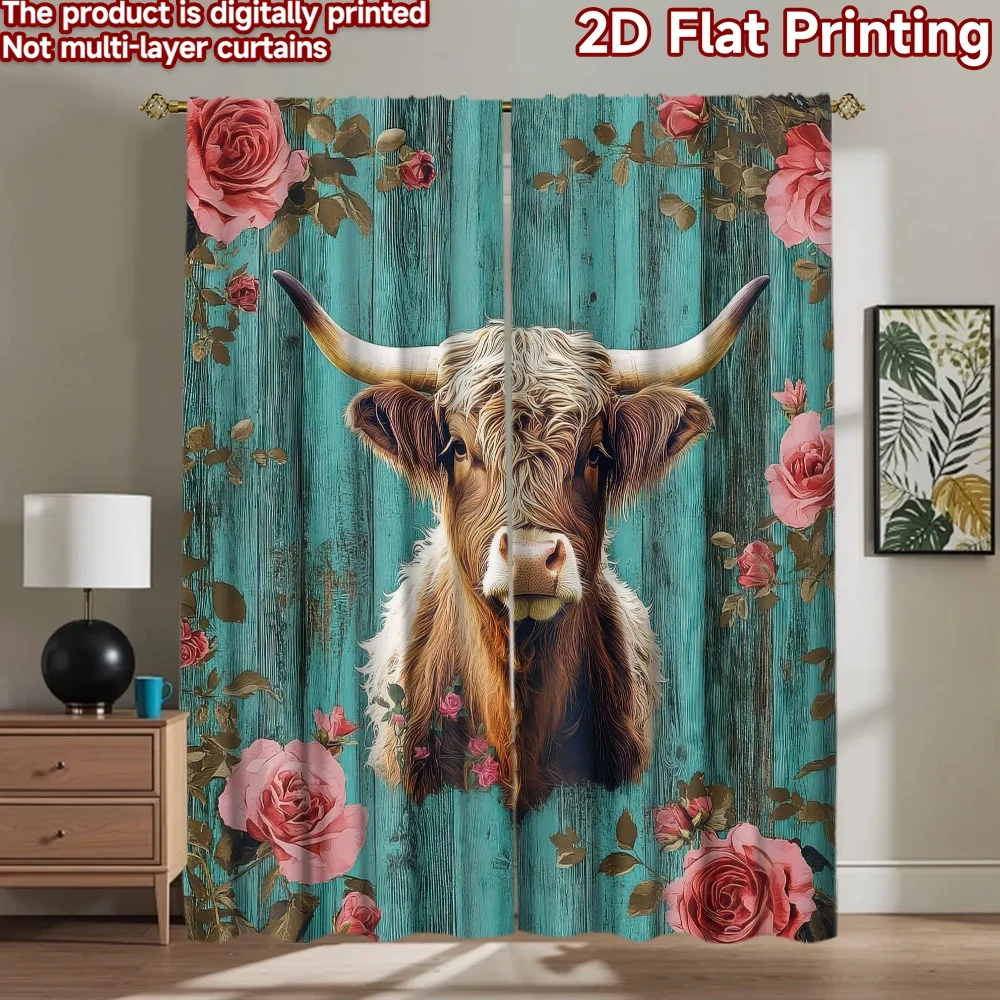 

1pc 2D flat Photography Backdrop Popular Photography Scene Banner Bull Among Roses 100% Polyester Festive Wall Decor for Door,