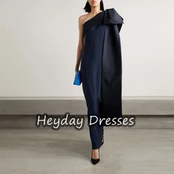 Heyday Crepe Mermaid One-shoulder Simple Prom Gown Pleats Ankle Length Sleeveless Formal Evening Party Dresses For Women 2023