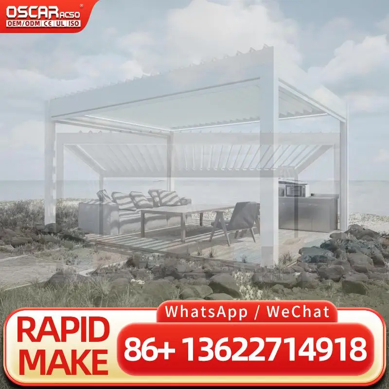 

4x5M Black Brown Bioclimatic Louvered Outdoor Aluminum Pergola for Garden Patio Backyard European Style Modern Design pergolas