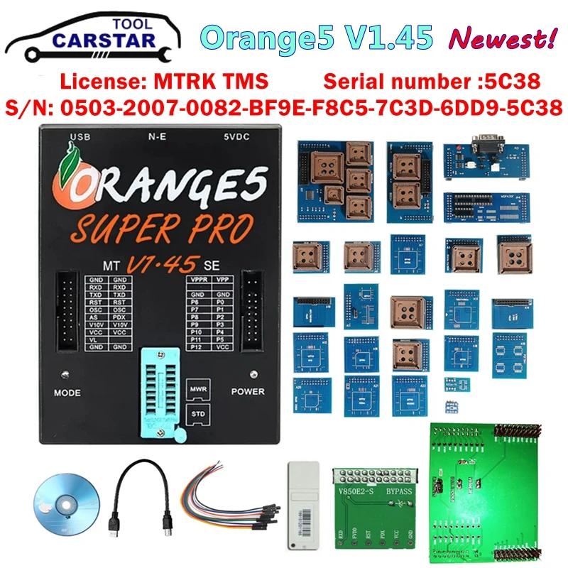أحدث V1.45 Orange5 مع محولات كاملة أداة مبرمج وحدة التحكم الإلكترونية برتقالي 5 V1.38 V1.42 SN:5C38 أجهزة جهاز البرمجة + محسن