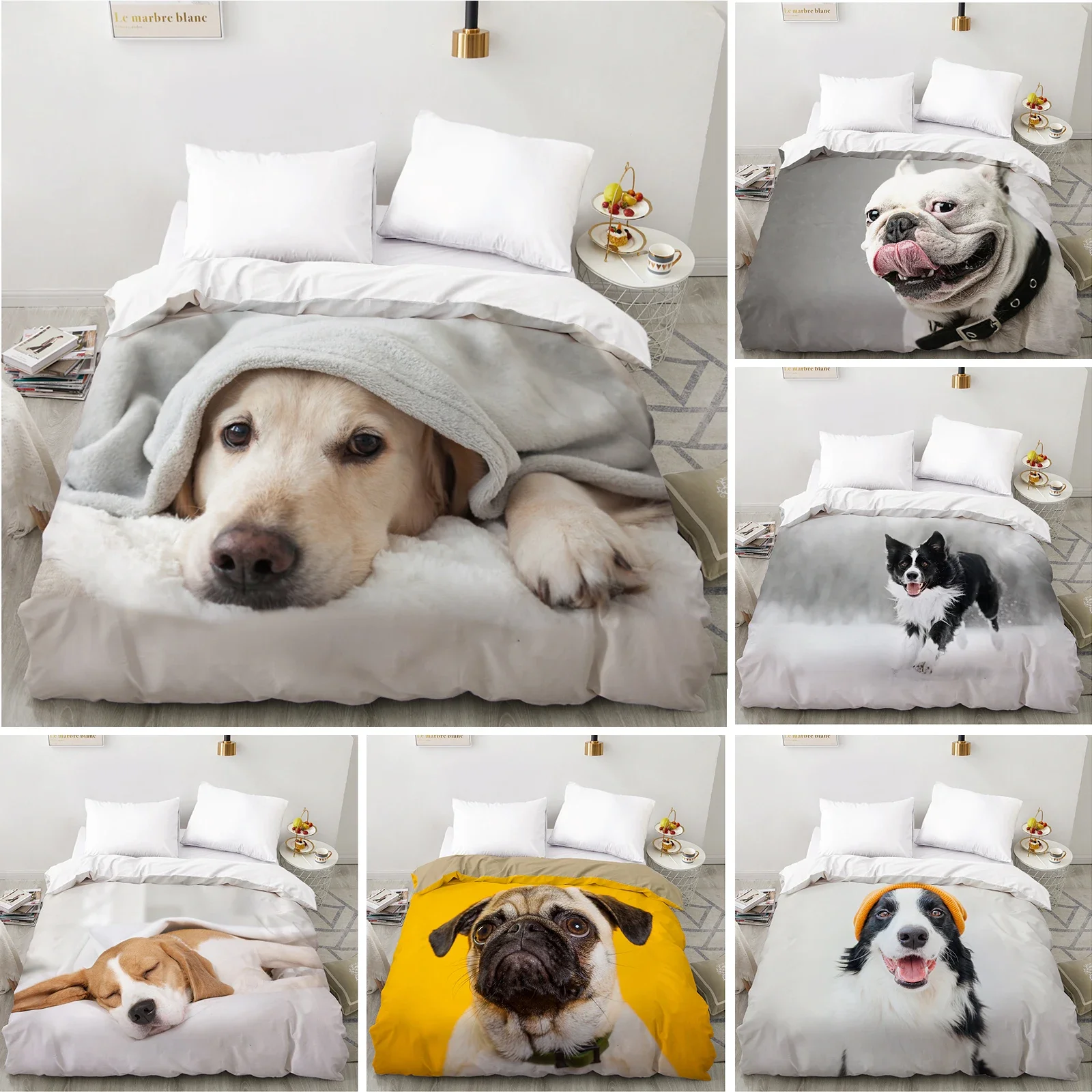 

Animal Lie Down Dog Pet Bedding Set Duvet Cover Bedroom Comforter Covers Single Twin King ​Size Quilt Cover Home Textile 2/3PCS