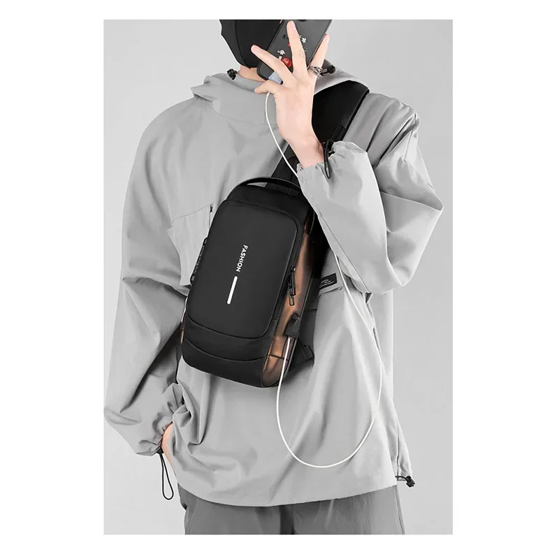 Bolso cruzado USB resistente al agua, mochila escolar antirrobo con bloqueo de contraseña, multifunción, para viaje