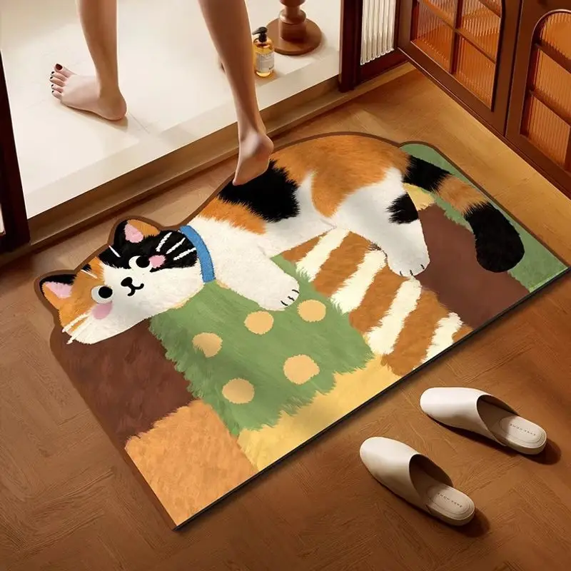 VIKAMA Dopamine Animal Bathroom Rug Sliding Anti-Slip Quick-Drying Water Absorbing Floor Mat， for Bathroom Doorway Home Decor