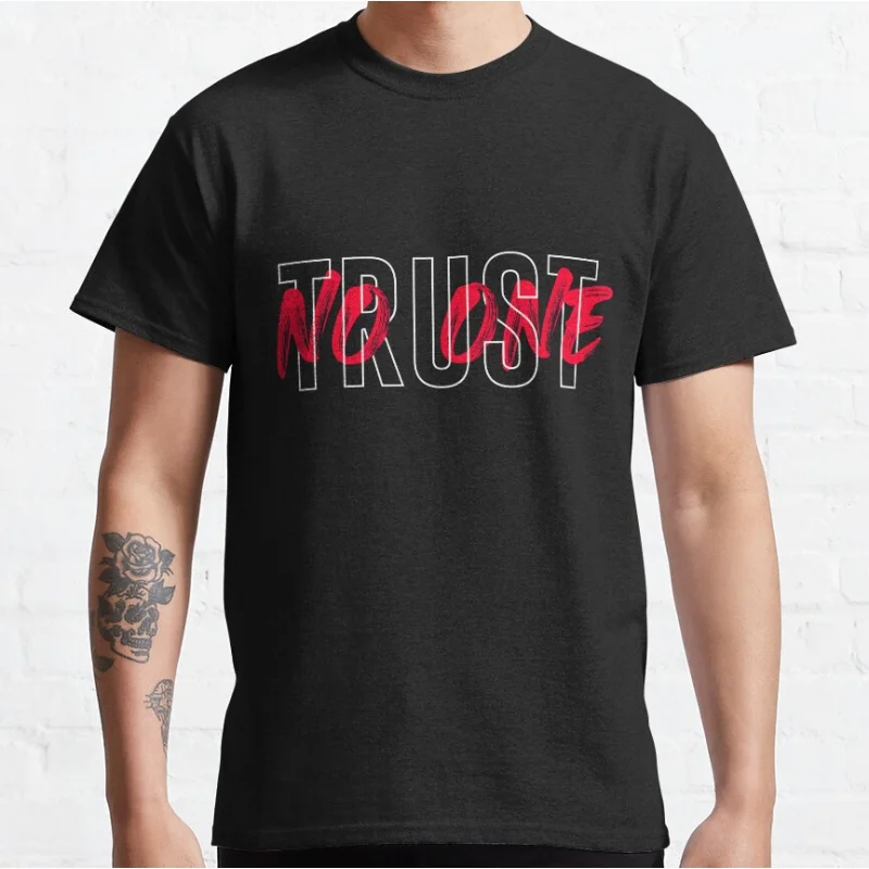 

cross writing cool red 80s Sci fi tv series The X Files Trust No One Gift t shirt for man Alien Graphic clothes All size tops