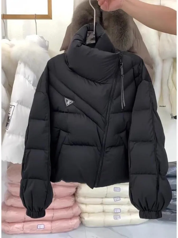 

Bla ort Thiened Cotton Jaet Women's Casual Bread Sle Outerwear Versatile Winter New Arrival Korean Loose Fit Coat