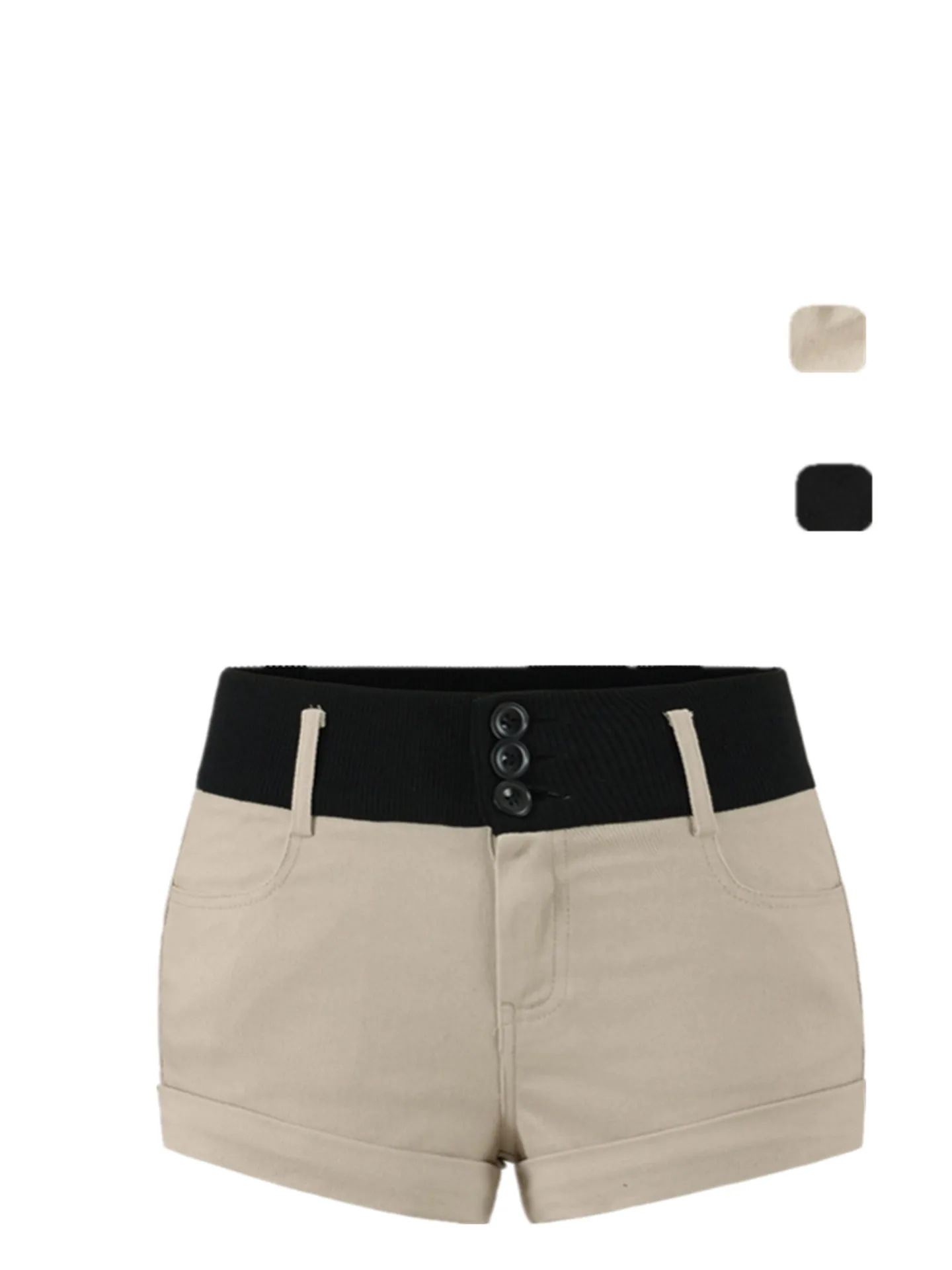 

Sexy American Hot Girl Low Waist Color Block Ultra Short Hot Pants Casual Slimming Retro Street Versatile Shorts for Teens