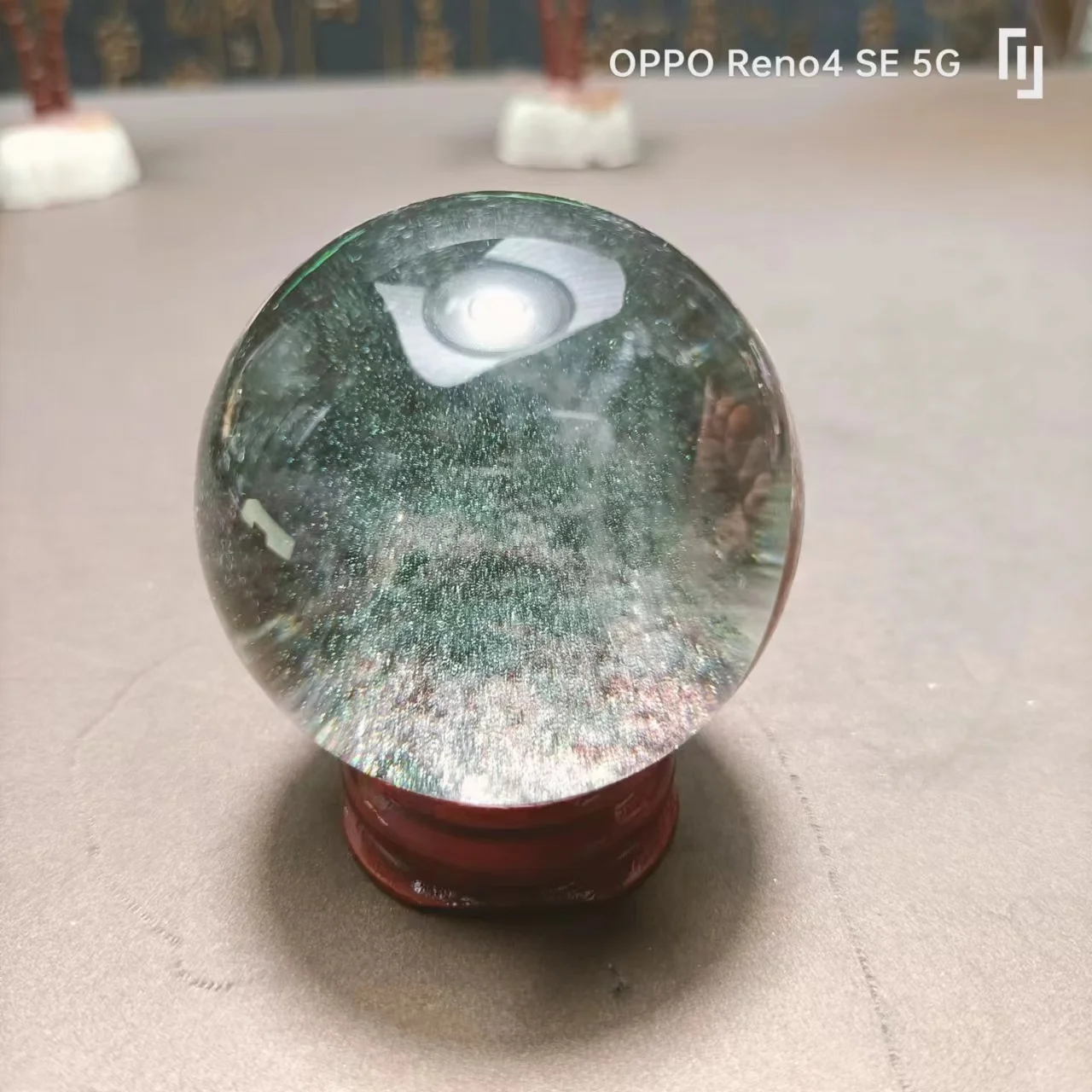 Brazilian Natural Quartz Crystal Ball, Green Ghost Garden, Chakra Energy, Home Decoration, Healing