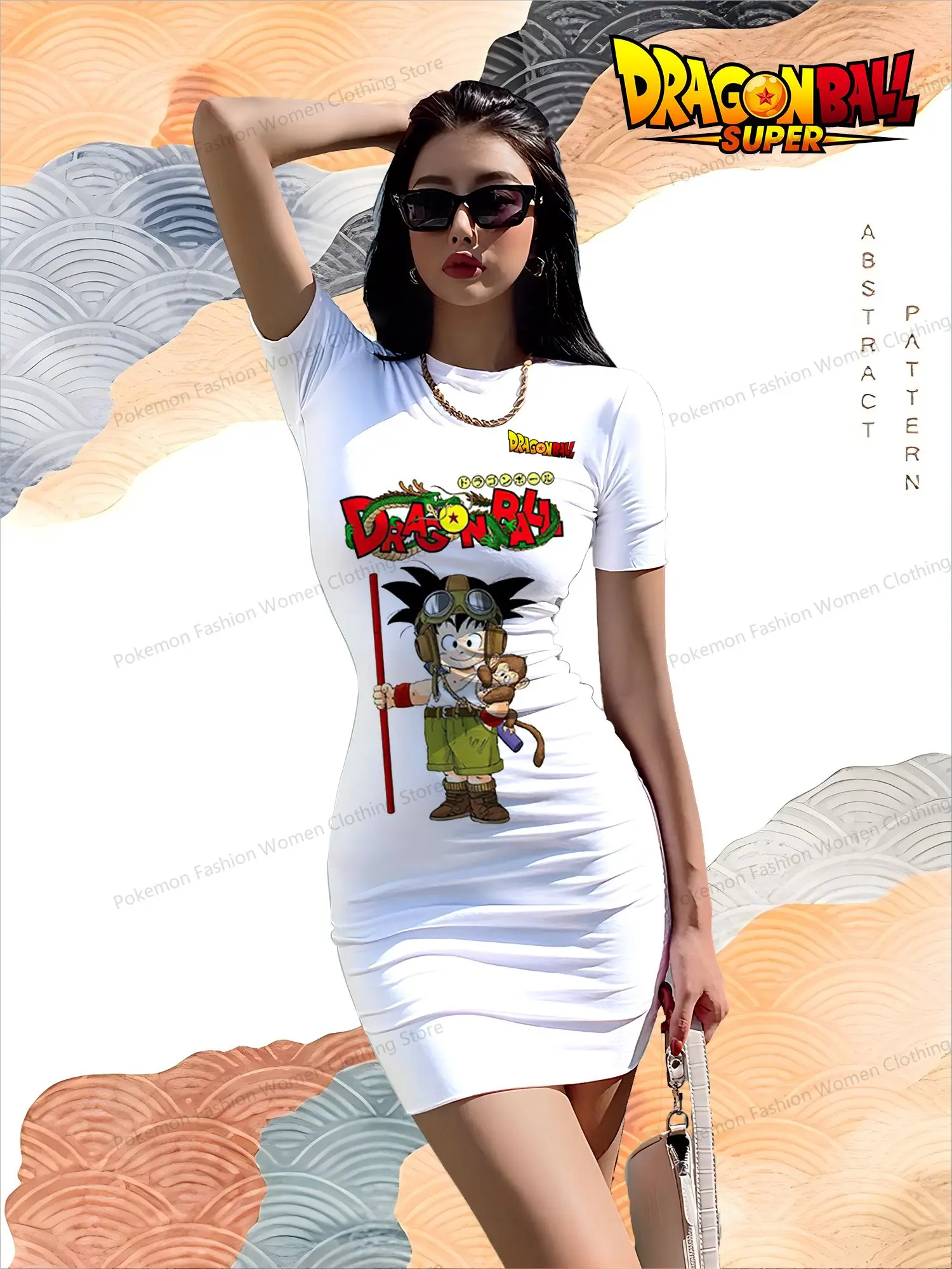 

Dragon Ball Kakarotto Women's Short Sleeved Hip Dresses S-3XL Boho Summer Dress Dames 2024 Youthful Woman Clothes O Neck Y2k