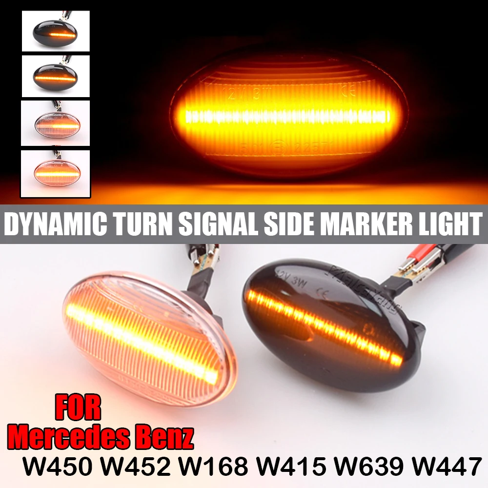 1 Pair For Mercedes Benz Smart W450 W452 1998-2007 Flowing Signal Lights Car Dynamic LED Side Marker A-Class W168 Vito W639 W447