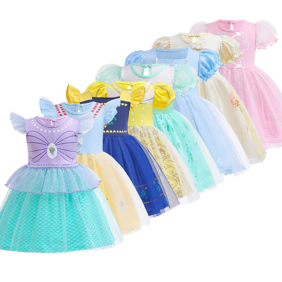 

1-6 Years Kids Jasmine Ariel Disguise Toddler Summer Tulle Outfit Baby Girls Elsa Anna Party Princess Dress Halloween Costume