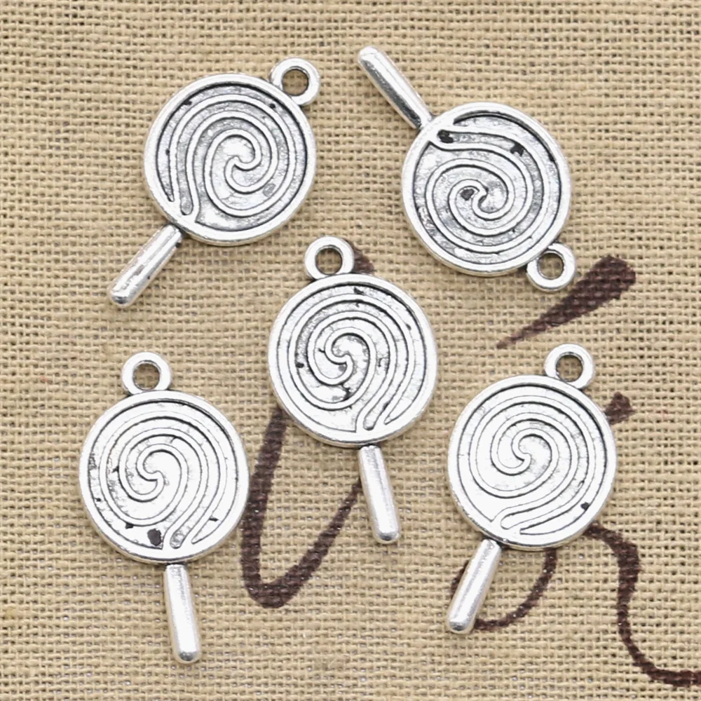 20pcs Charms Lollipop Sugar 27x14mm Antique Silver Color Pendants Tibetan Findings DIY Handmade Making Craft