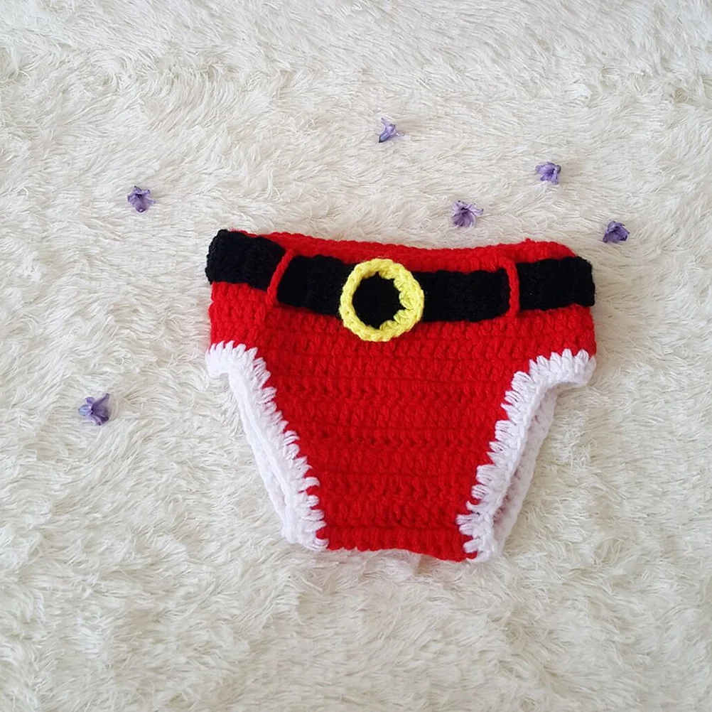 

3Pcs Infant Photography Outfit Set Christmas Theme Newborn Photo Props for Holiday Party Wear Hand-Knit Style Baby Hundred Days