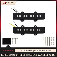 PHRILAM Jazz Bass Pickups Juego de pastillas de puente de cuello para bajo eléctrico J-Bass de 4 cuerdas, negro