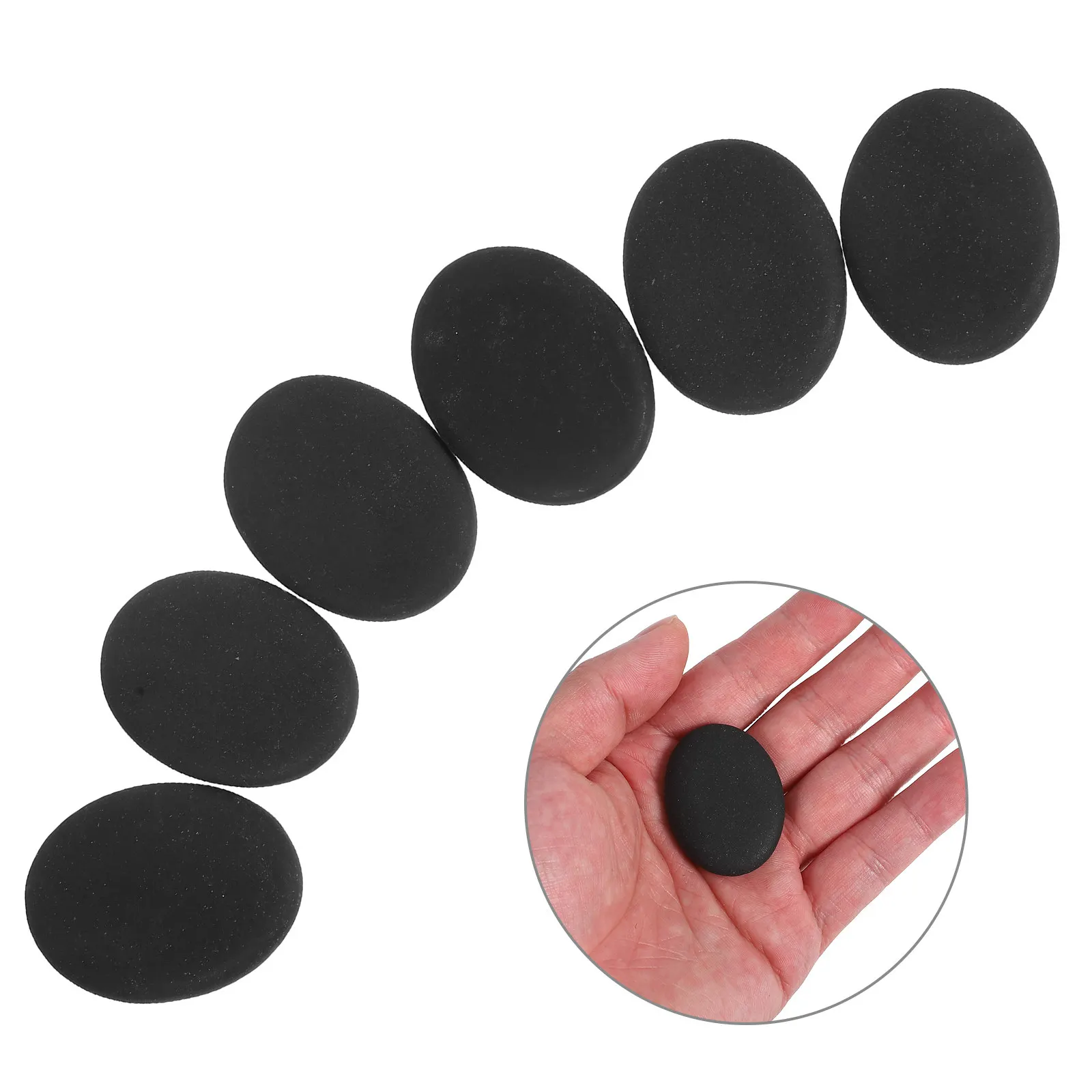 6Pcs Volcanic Hot Massage Stones Black Natural Lava Rock Heat Retention for Home Spa Face Back Foot Relaxation Muscle Recovery