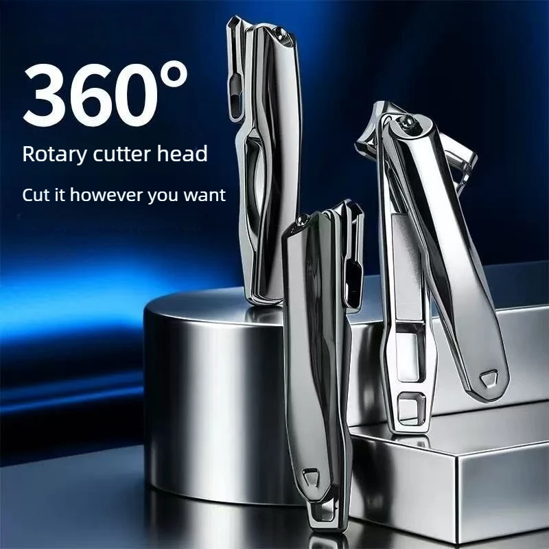 360° Rotation Stainless Steel Splash-Proof Nail Clippers Suitable for Thick Hard Nails for Fingernails & Toenails, Manicure Tool