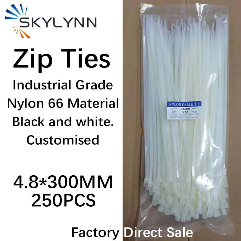 

500/1000Pcs Nylon Cable Ties Adjustable Cable Tightening Ring Fibre Optic Patchcord Plastic Self-Locking Ties Black White