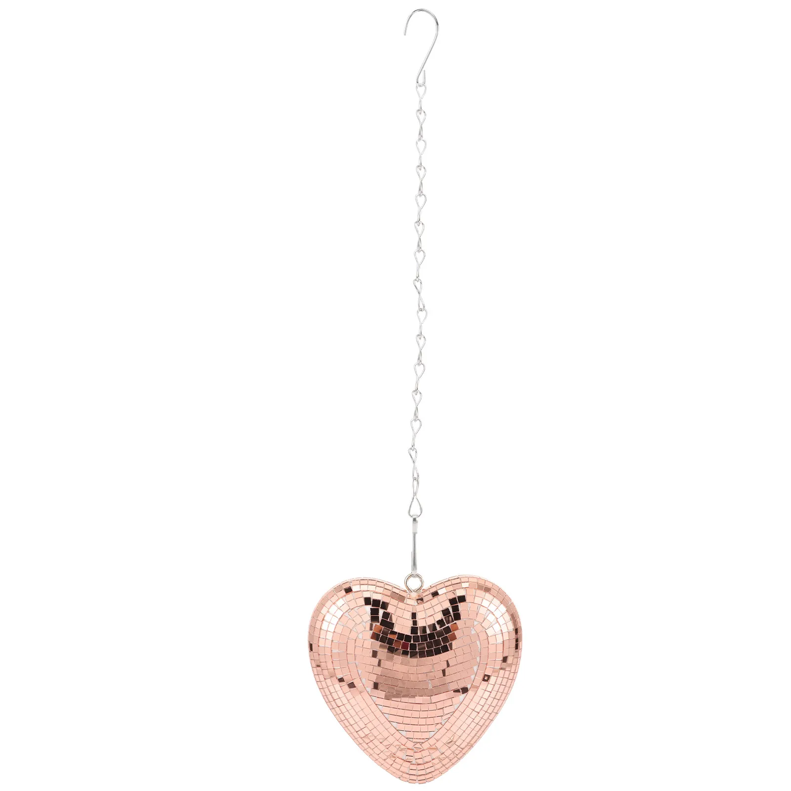 

Disco Love Decor Heart Shaped Mirror Ball Glass Chain Wedding Gifts Hanging Accessories Rose Gold Indoor Outdoor Party