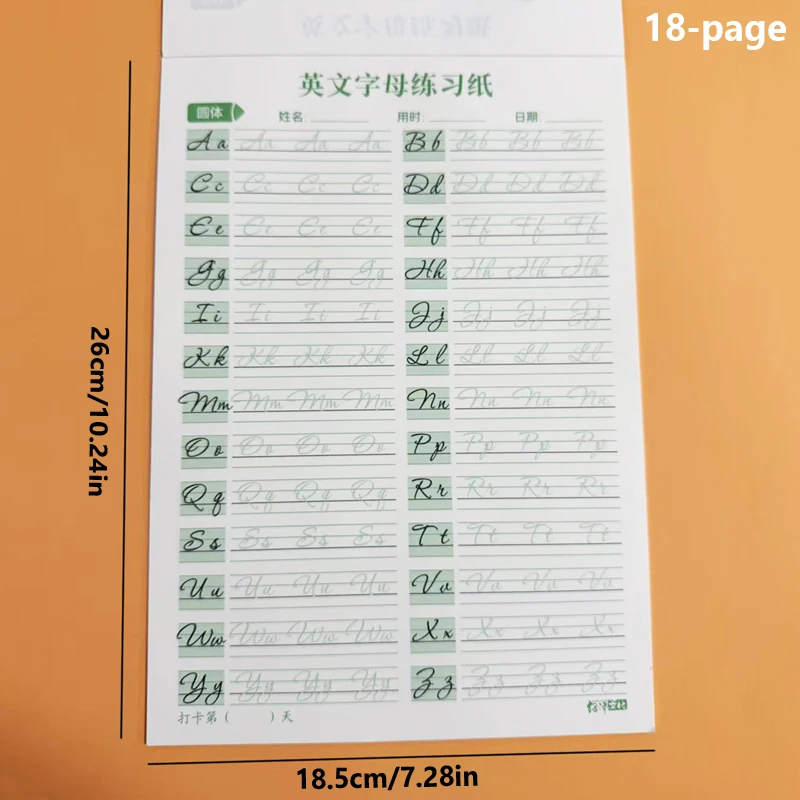 كتاب ممارسة الكتابة اليدوية باللغة الإنجليزية المخطوطة مكون من 18 صفحة للبالغين - أدلة للعمل والخط، مصنف الكتابة الملتصقة #6