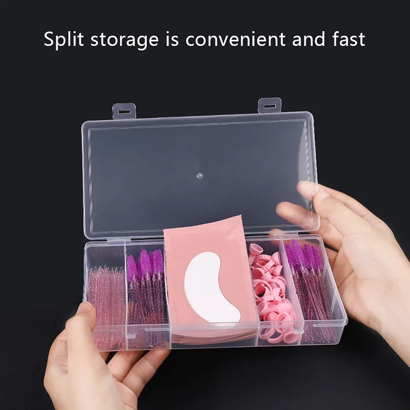 Rettangolare trasparente con coperchio Organizzatore verticale per strumenti per estensione ciglia a 5 griglie - Scatola portaoggetti per trucco con supporto per pinzette per colla