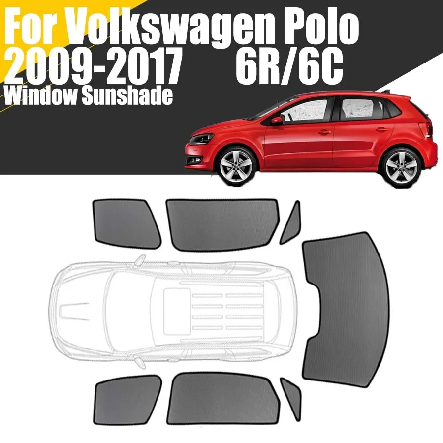 Custom Magnetic Car Window Sunshade For Volkswagen Polo Hatchback 6R 6C 2009-2017 VW Curtain Mesh Front Windshield Frame Curtain