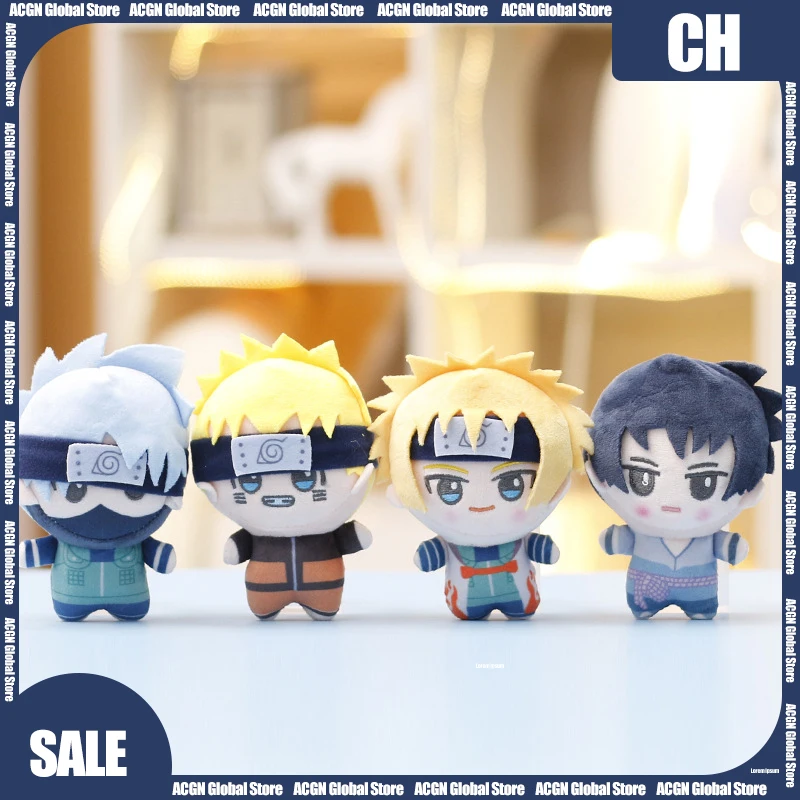 

12 см Набор плюшевых кукол Наруто Саске Какаши и Сакура, мягкие игрушки, милый аниме-брелок для сумки/пуристый автомат для рюкзака