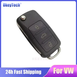 OkeyTech Remote Key Shell Flip Folding Car Key Replacement For VW Golf 4 5 Passat b5 b6 polo Touran For Seat Skoda Car Key