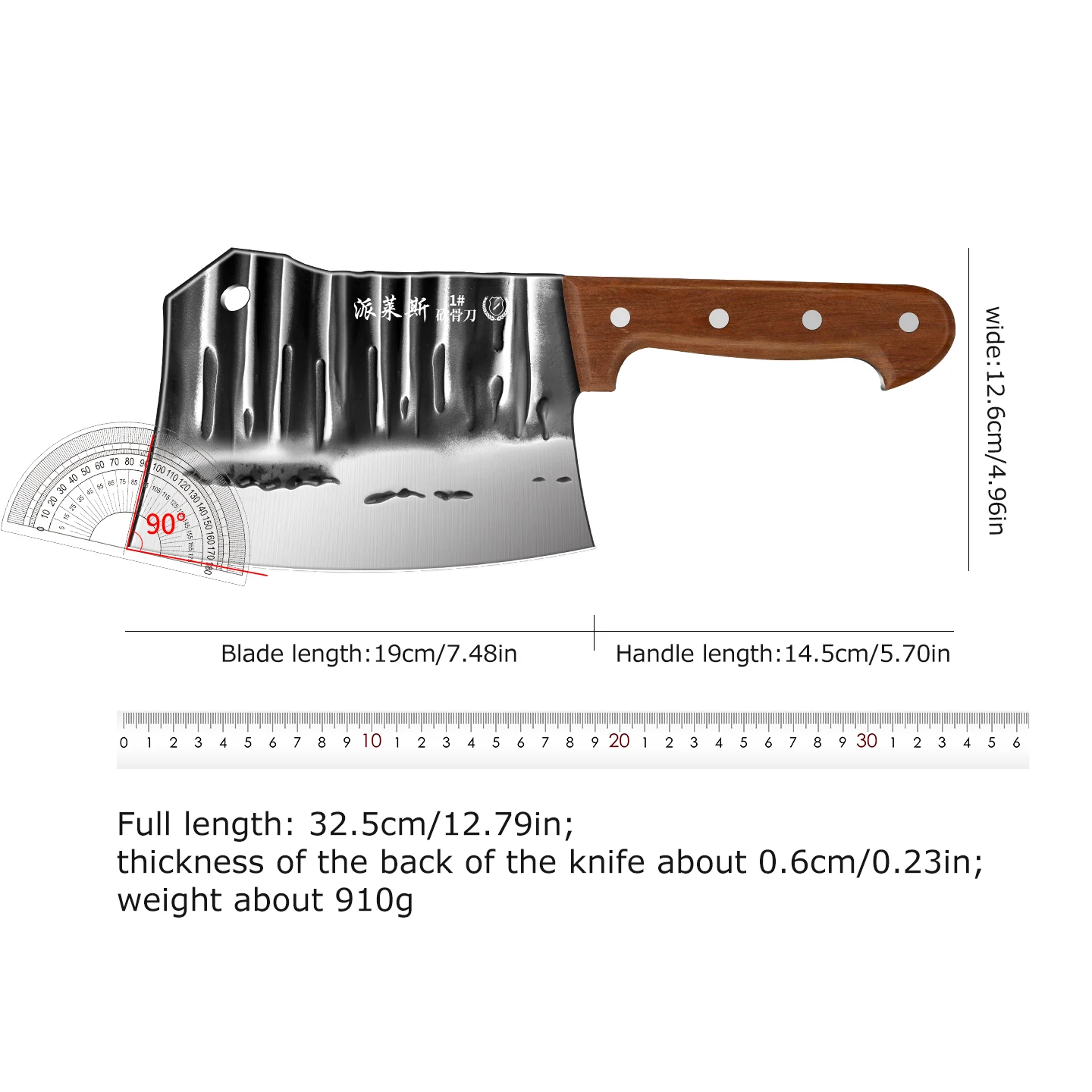 Heavy Duty Kitchen Bone Cleaver Stainless Steel Butcher Axe Hand Forged Meat Cleaver Knife Wooden handle Kitchen accessories view 6