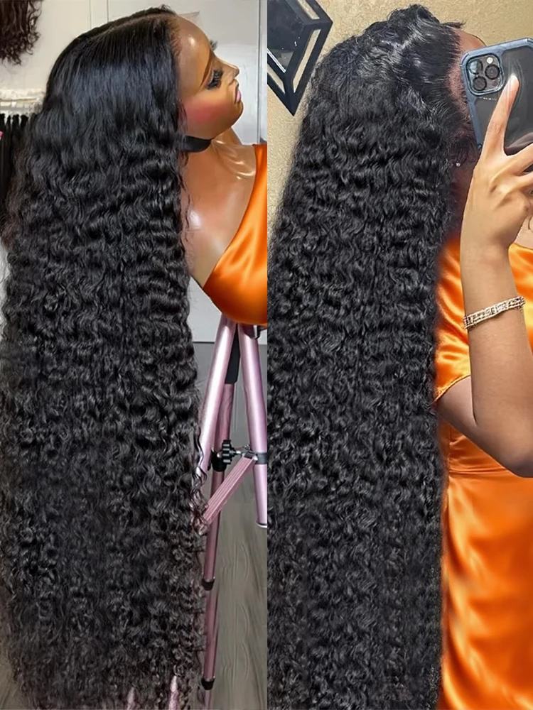 

250% Плотность 40 46 дюймов Глубокая волна 13x6 HD Парик фронтальной части шнурка Бразильская волна вьющиеся 13x4 Парики из натуральных волос на кружеве для женщин