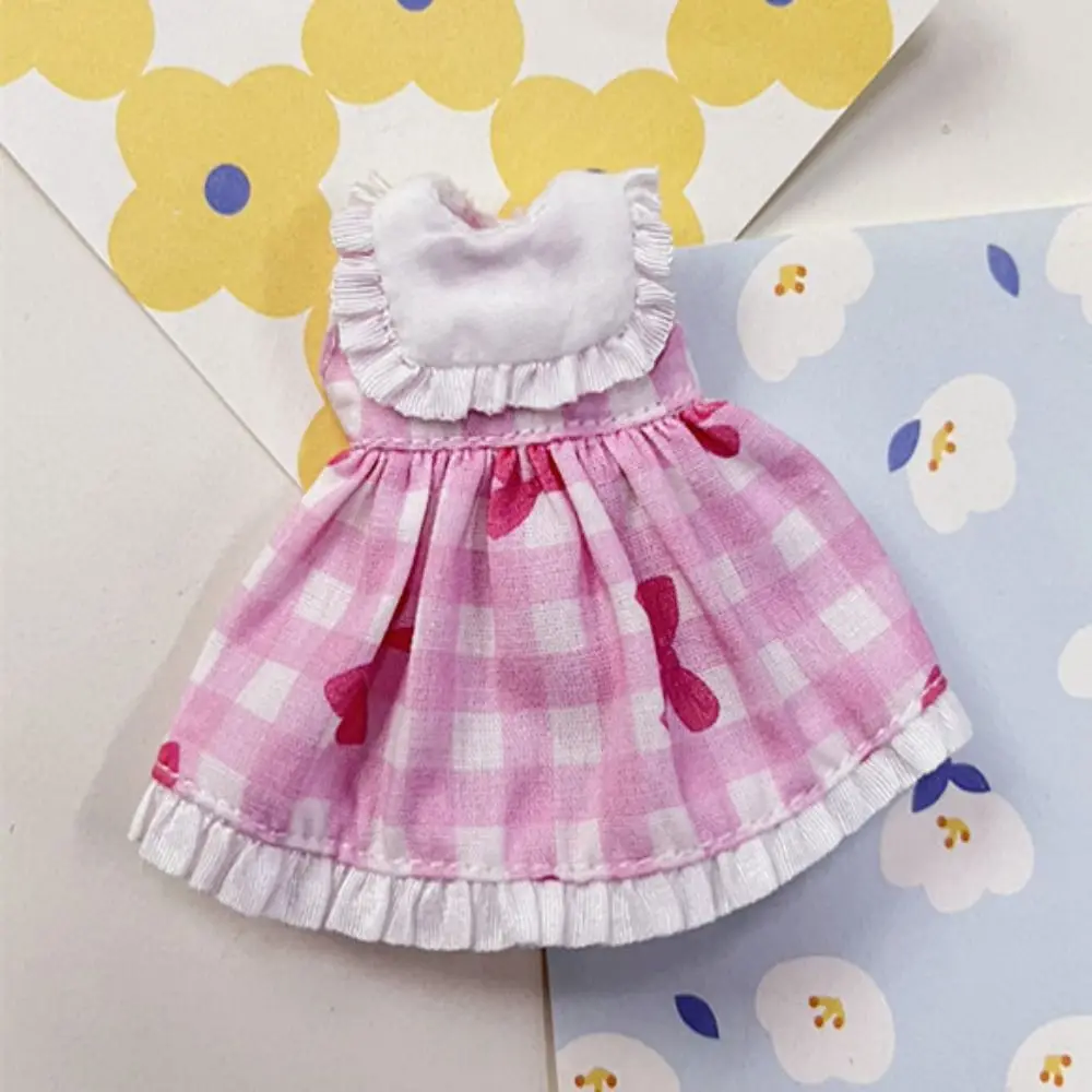 Handmade Printed Dresses For 1/11 OB11 Dolls Sleeveless Outfits Dresses Fashion Doll Clothes Skirt For 1/12 BJD Dolls Clothes