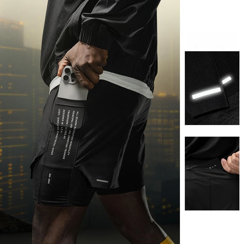 

Men's Gym Shorts 2 in 1 Quick Dry Running Shorts Basketball Jogger Summer Fitness Workout Short Pants Bodybuilding Activewear
