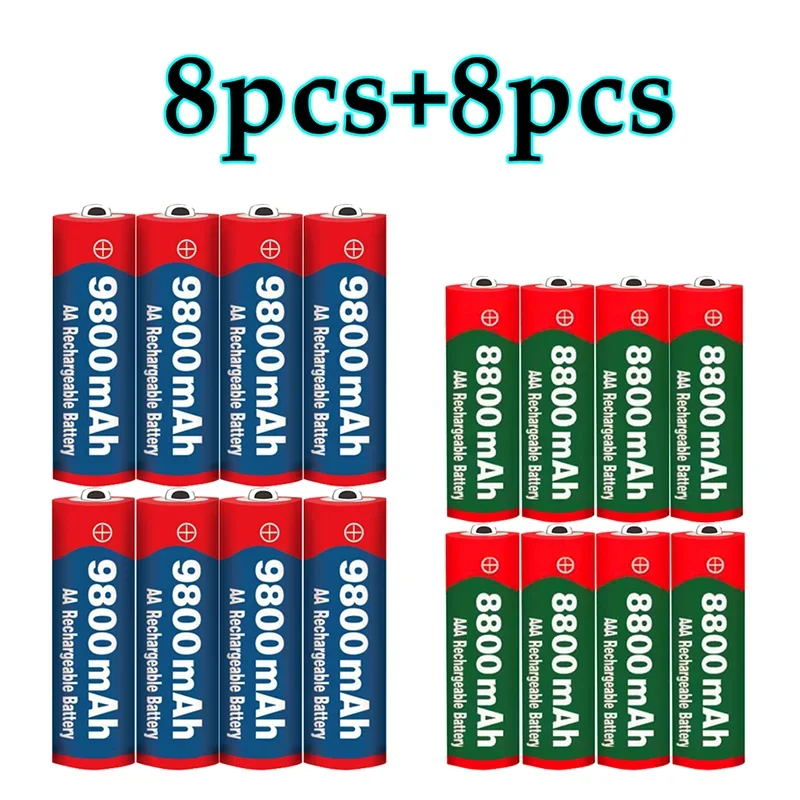 New 1.5V AA 9800 MAh+1.5V AAA 8800 MAh Alkaline1.5V Rechargeable Battery for Clock Toys Camera Battery