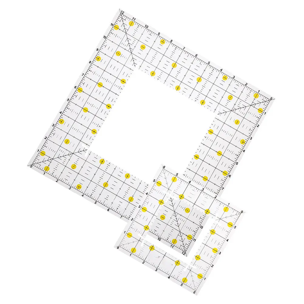 

2Pcs Clear Acrylic Quilting Ruler Professional DIY Patchwork Template for Fabric Sewing Cutting Drawing Clothing