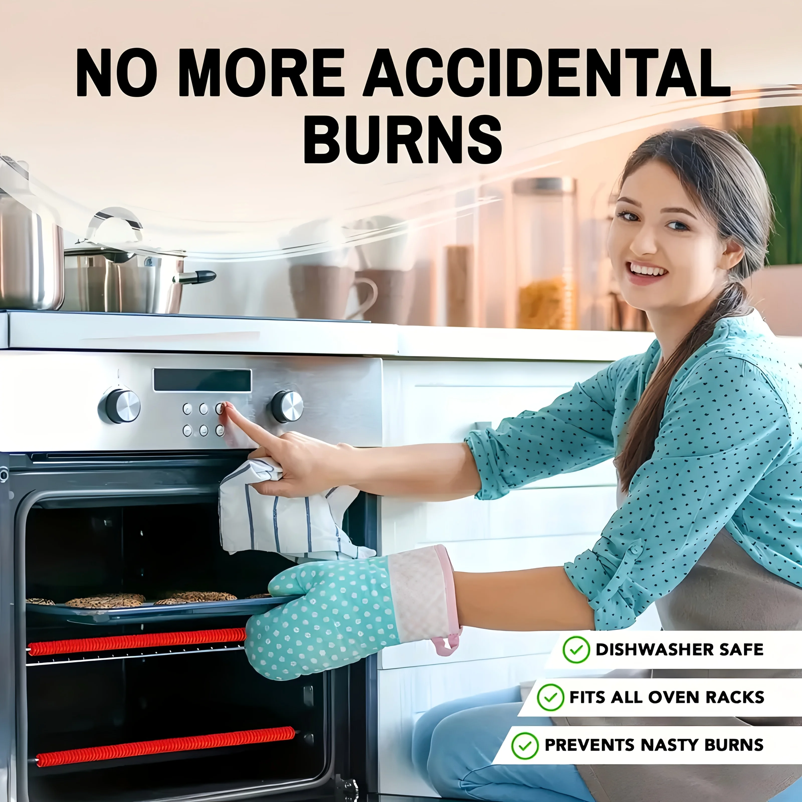 2-Pack Silicone Oven Rack Guards | 14" Heat Resistant Edge Protectors for Burn Prevention | Essential Kitchen & RV Accessory