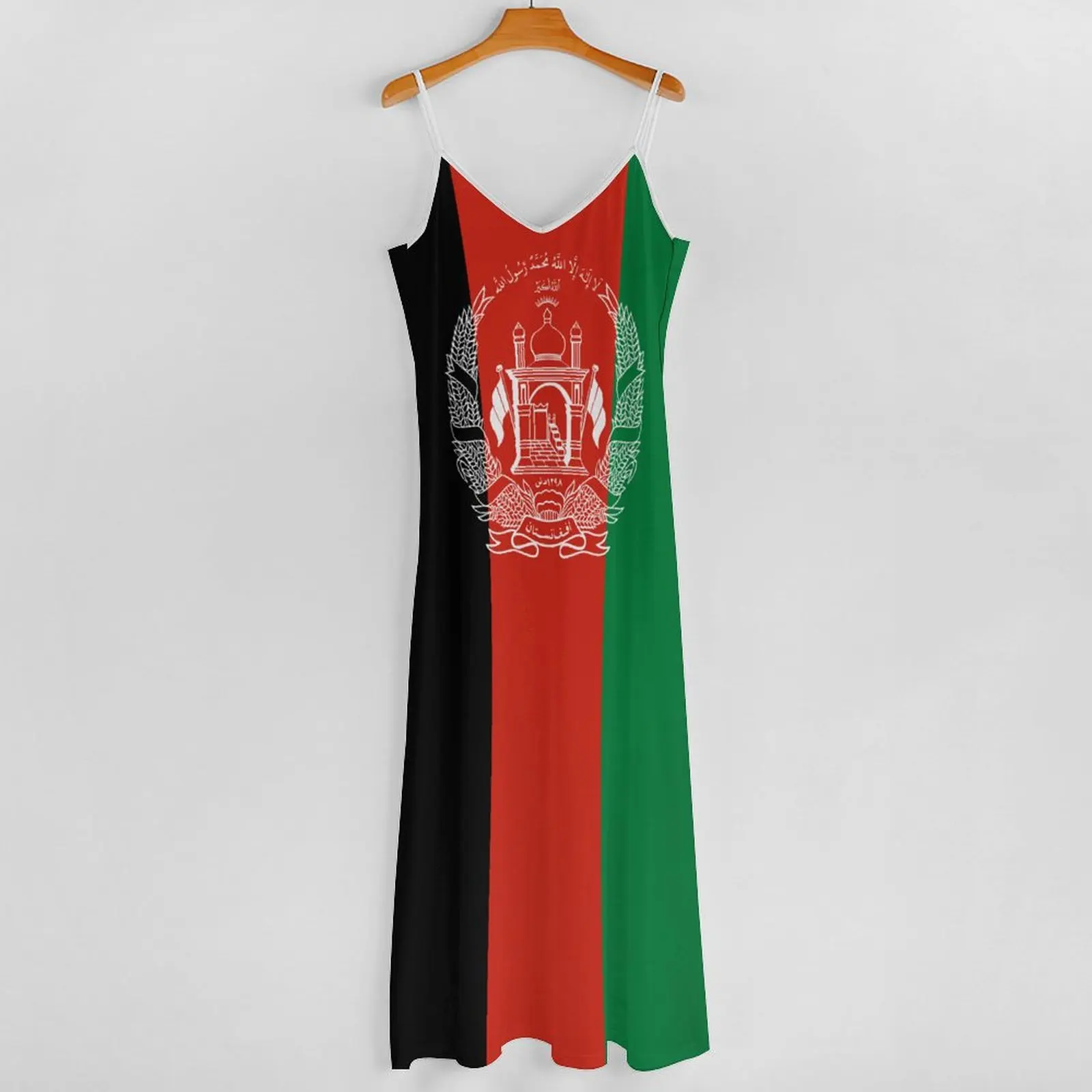 Long Dresses Dress Afghanistan Flag Print New Casual Sleeveless Women\'s V-Neck Printed Dress Swing Retro Dresses