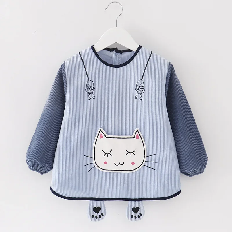 Baby Waterproof Bibs Cartoon Lion Long Sleeve Pocket Apron Self Feeding Drawing Bib Kids Eating Infant Antifouling Baby Clothes