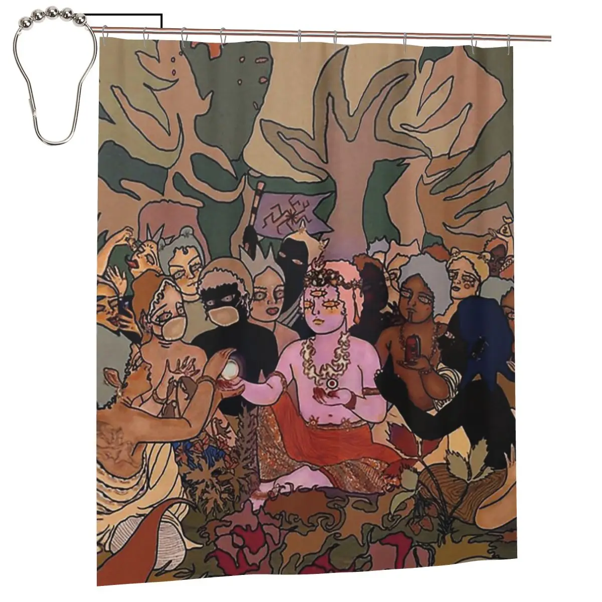 

BMTH Shower Curtain Bathroom Polyester Waterproof Bath Curtains with Hooks