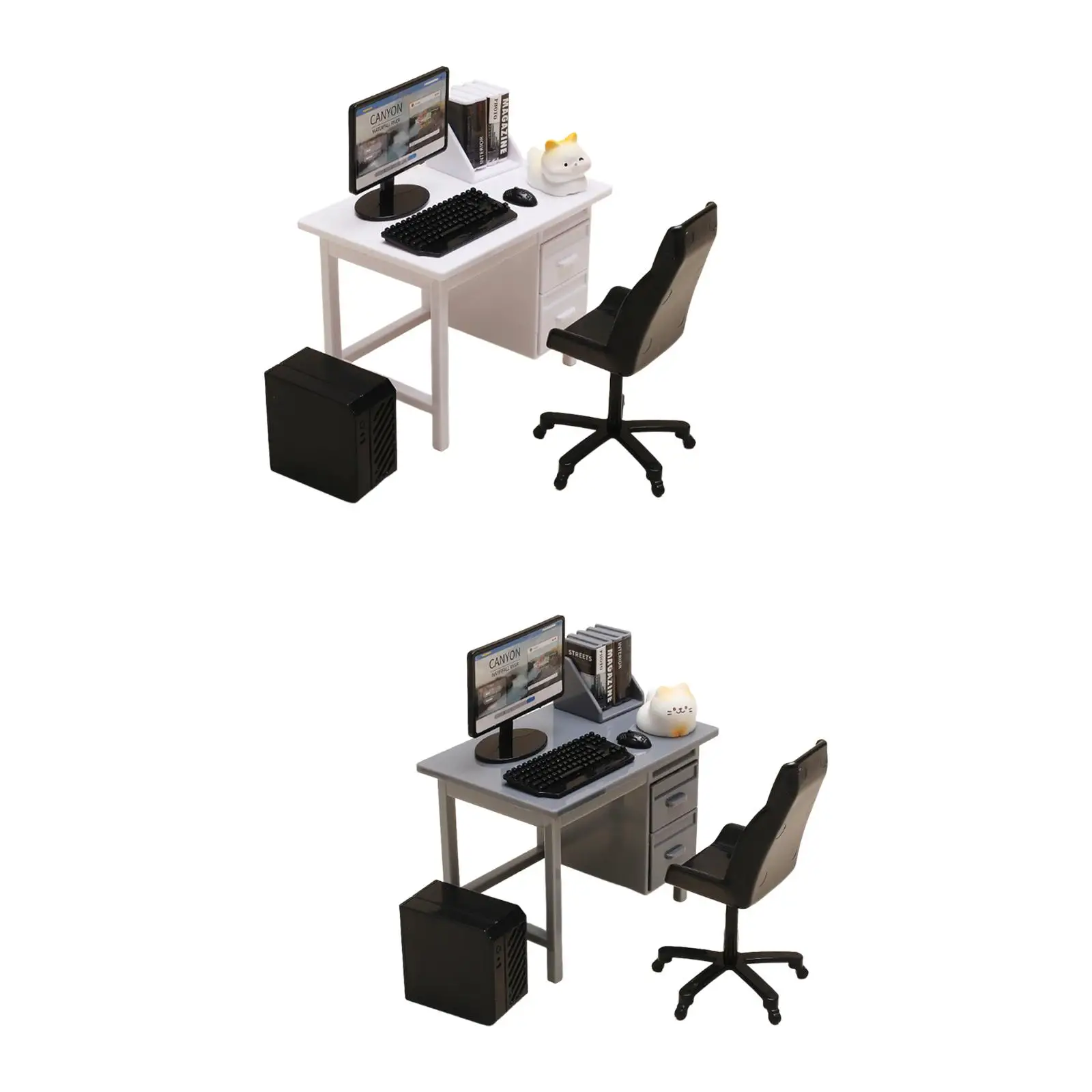 مجموعة كمبيوتر مصغرة مشهد الدعائم لوحة المفاتيح كمبيوتر مكتبي محاكاة الملحقات ديكور ديكورات منزل الدمية الحديثة