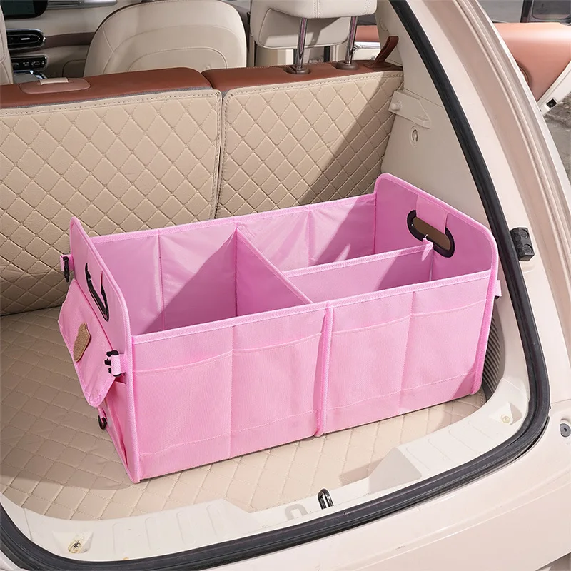 منظم صندوق السيارة ذو السعة الكبيرة - صندوق تخزين أكسفورد مقاوم للماء للتخييم/السفر |   تصميم قابل للطي مع جيوب متعددة