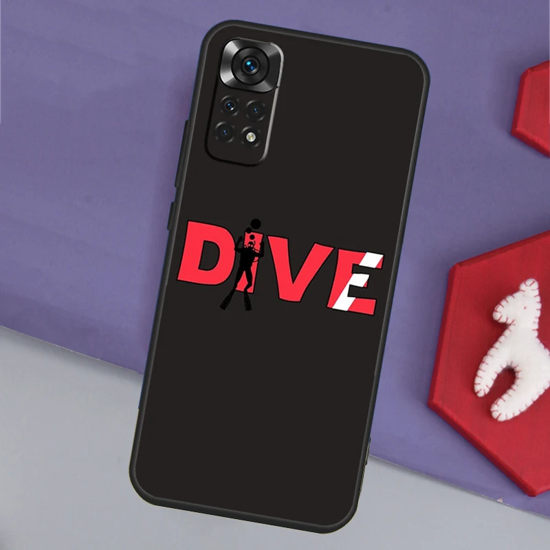 Dive Scuba Diver Shark Diving Flag Case For Xiaomi Redmi Note 8 9 10 11 12 Pro Note 12S 10S 11S 9S 8T Redmi 12C 9C 10C Cover