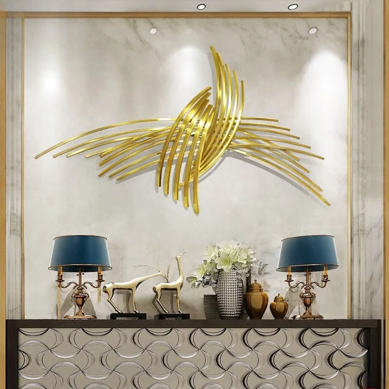 Simple modern living room wall cold moon metal pendant, entrance background wall decoration hotel hanging