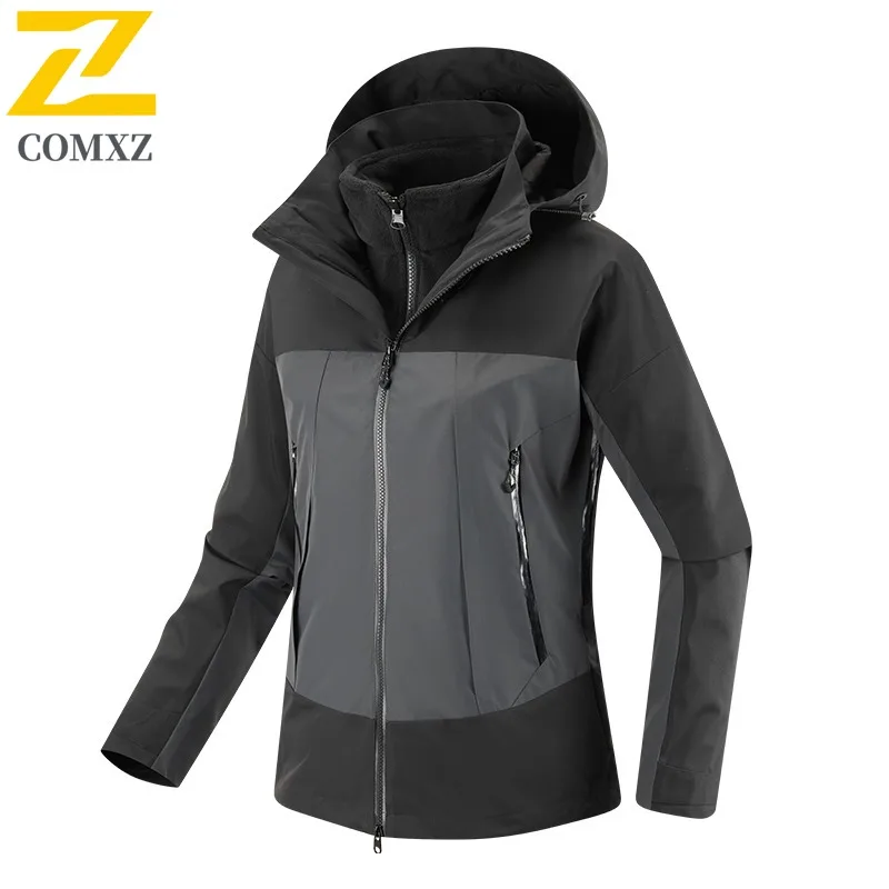 سترة رجالي سميكة من COMXZ 2025 سترات مريحة للمغامرة الخارجية بلون سادة معطف مبطن دافئ للخريف والشتاء