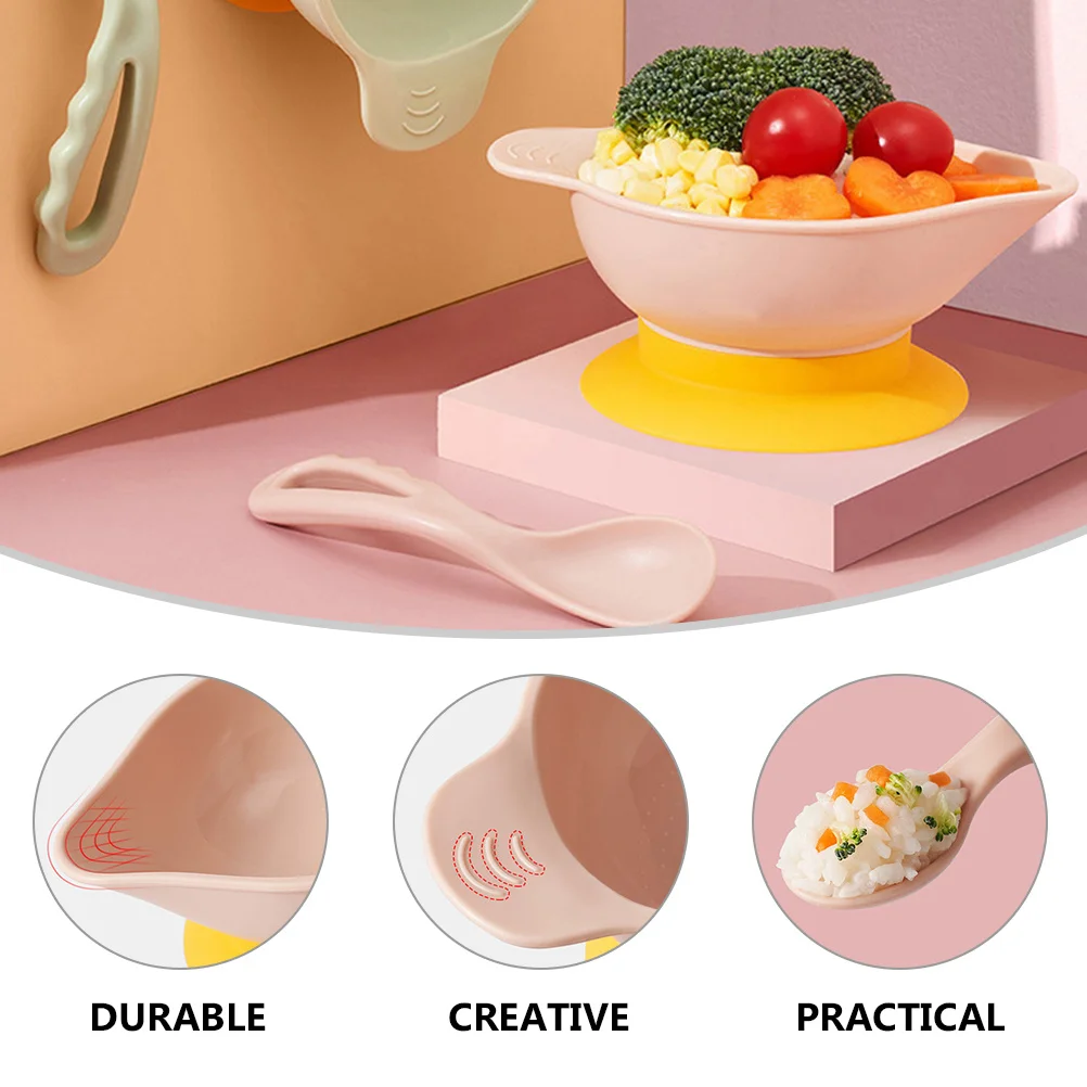 1 conjunto de tigela de sucção do bebê colher conjunto criança primeiro estágio transição alimentação texturizado colisão emocionando hábito refeição