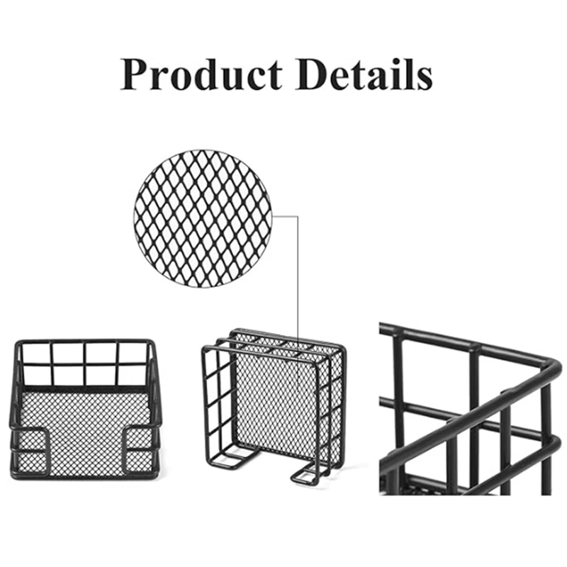 ที่ใส่กระดาษโน๊ตติด3.6X แบบโลหะ3.6X1ที่ยึดเครื่องจ่ายโน๊ตสีดำ8สแควร์สำหรับโต๊ะทำงานหอพัก