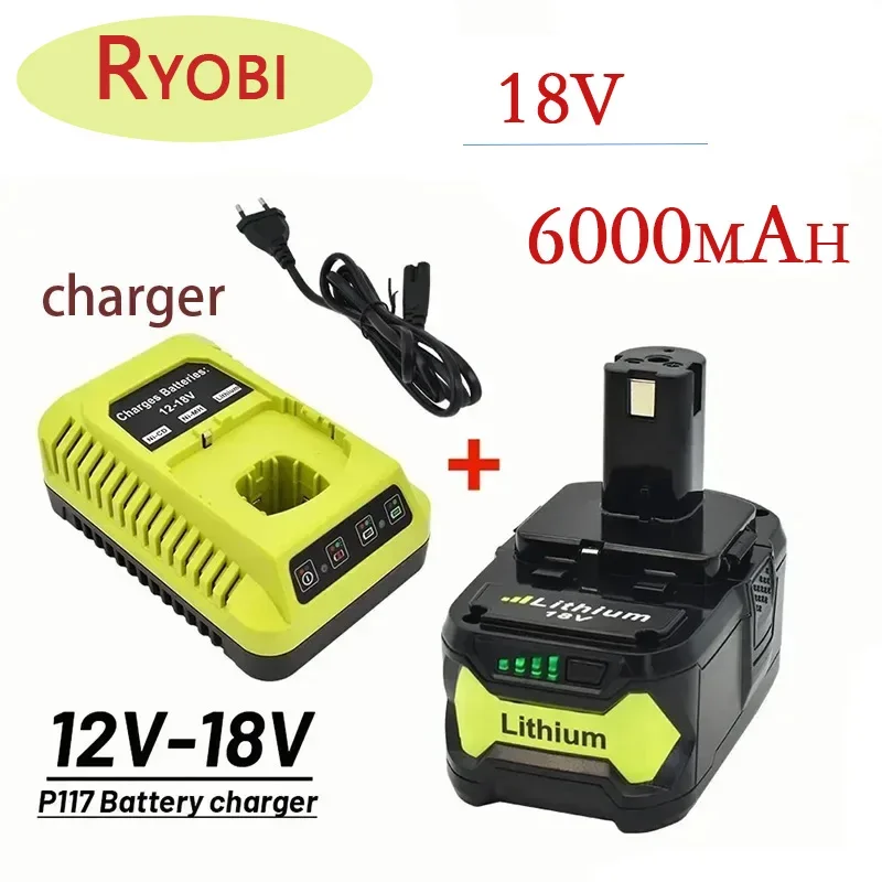 

Free Shipping New Replace Ryobi 18V Wireless Power Tool BPL1820 P108P109P106RB18L50RB18L40Lithium Ion Battery6000mAh+charger