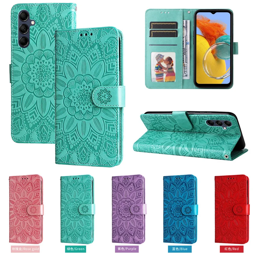 Mandala Sunflower Flip Leather Phone Case For Redmi A1 A2 Plus 9 10 A C 11A 12C Power Prime K40S K40 Pro Wallet Book Cover