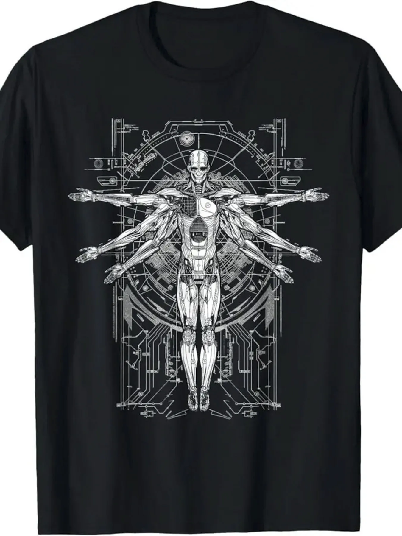 Futuristic Robot Graphic Mechanical Design T-Shirt 100% Cotton O-Neck Short Sleeve Summer Casual Mens T-shirt Streetwear