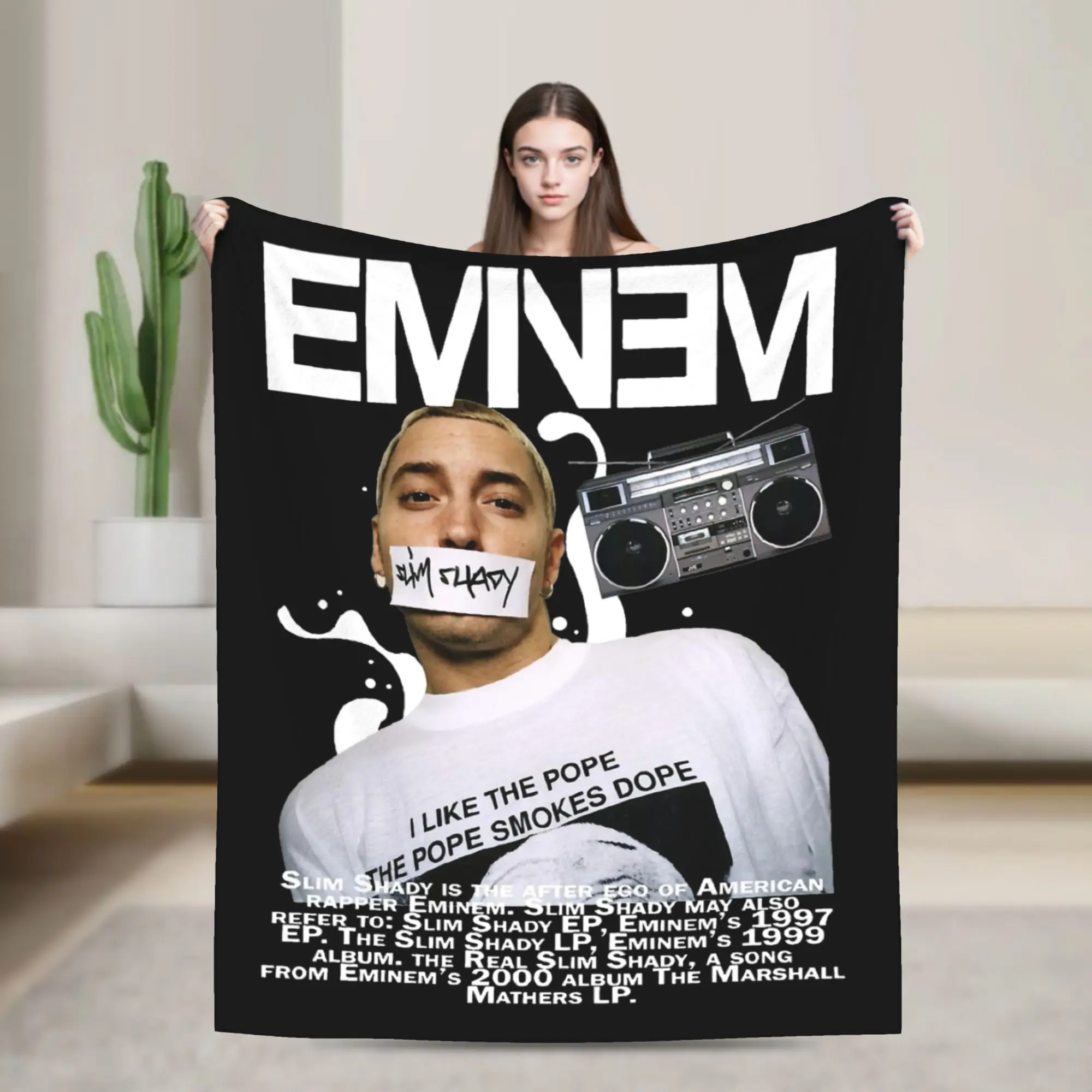 

Eminem The Real Slim Shady Blanket Fleece All Season Multi-function Soft Throw Blankets for Sofa Outdoor Quilt