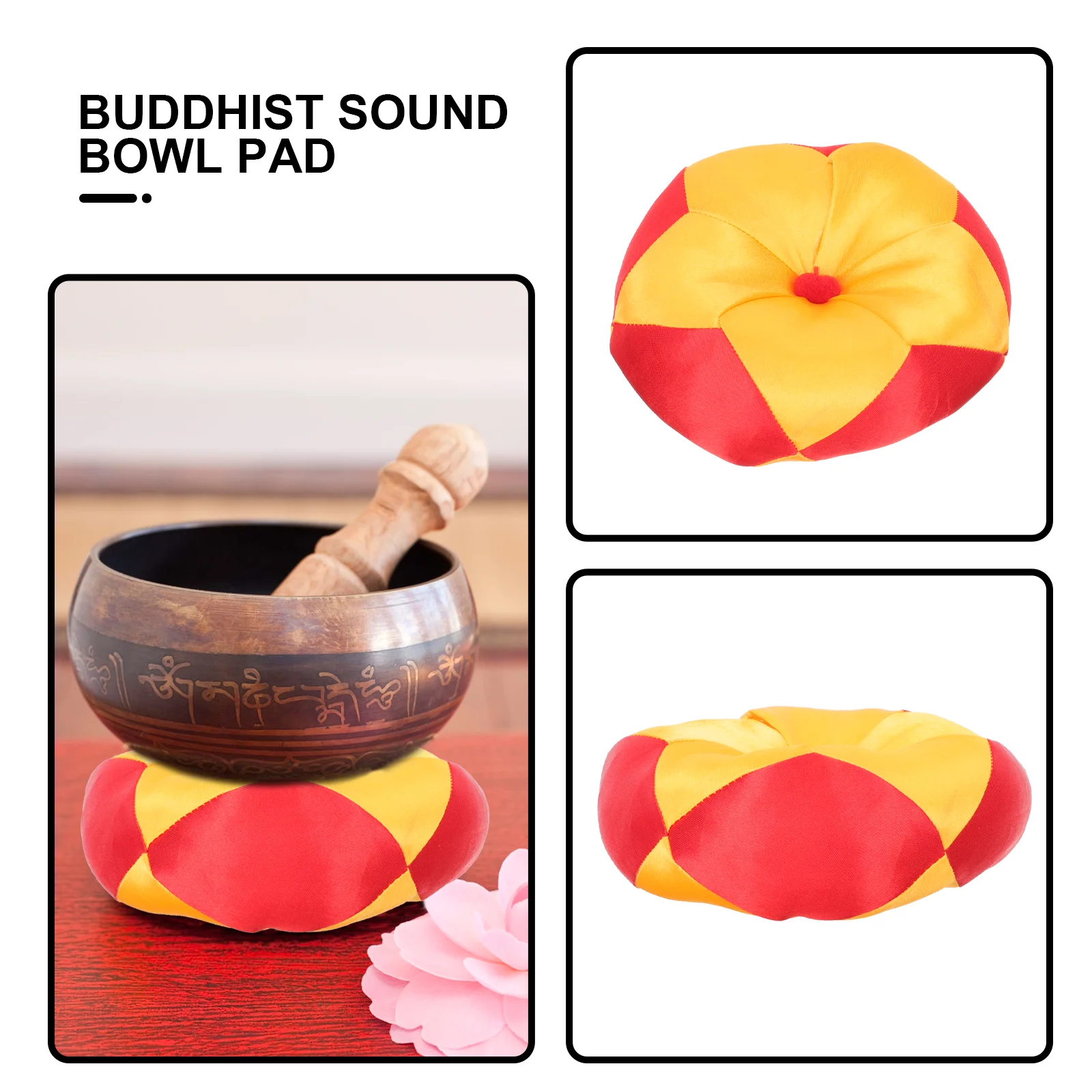 Sound Bath Bowl Tibetan Singing Pillow Bracket Pad Meditation Bell Orange Cloth