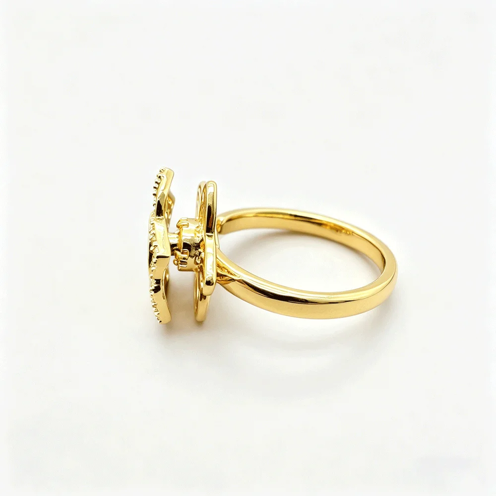 Hollow flower green drip oil ladies' open ring, adjustable geometric atmosphere ring, suitable for dating and gift giving